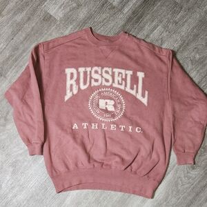 Vintage Russell Athletic Men's Maroon Crewneck Sweater
